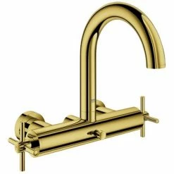 GROHE Wannenbatterie Atrio 25010_3, Wandmontage, Eigensicher, Mit Kreuzgriffen, Cool Sunrise