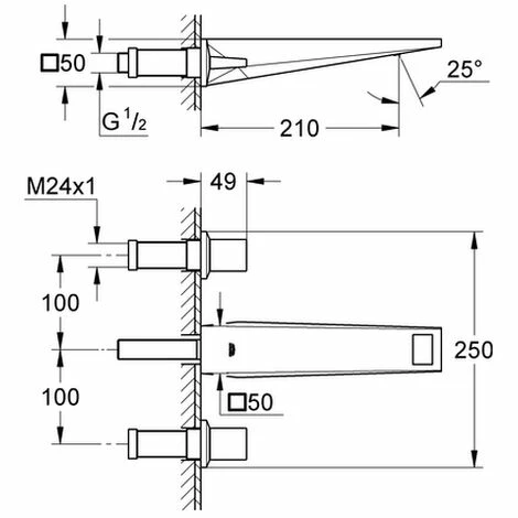Grohe 3-L- Waschtisch Wandbatterie Allure Brilliant 20348 FMS Ausladung 210mm Supersteel, 20348DC0 4 Grohe 3-L- Waschtisch Wandbatterie Allure Brilliant 20348 FMS Ausladung 210mm Supersteel, 20348DC0 – Bild 2