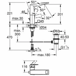 Grohe Einhand Waschtisch Batterie Allure Brilliant 23109 Hohe Ausführung Hard Graphite Geb., 23109AL0 -GROHE Geschäft 26572771 2