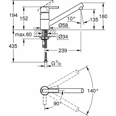 GROHE FEEL Einhand-Spültischbatterie - chrom - 31142000 GROHE FEEL Einhand-Spültischbatterie - Chrom - 31142000 -GROHE Geschäft 27365969 2