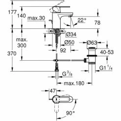 Grohe Get Einhand-Waschtischbatterie, DN 15 S-Size, 1 Stück, 31148000 -GROHE Geschäft 27632924 2