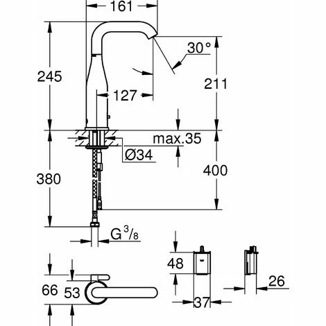 Grohe Infrarot-Elektronik E ESSENCE DN 15, für Waschtisch, mit Mischung, Batteriebetrieb chrom 36445000 Grohe Infrarot-Elektronik E ESSENCE DN 15, Für Waschtisch, Mit Mischung, Batteriebetrieb Chrom 36445000 -GROHE Geschäft 32932618 3