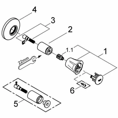 GROHE UP-Ventil-Oberbau COSTA Markierung blau, EBT 15-35mm chrom chrom GROHE UP-Ventil-Oberbau COSTA Markierung Blau, EBT 15-35mm Chrom Chrom -GROHE Geschäft 32961152 4
