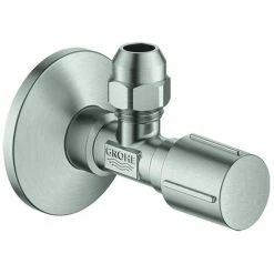 GROHE Eckventil 22039 1/2x3/8'' Rosette Metallgriff Selbstdichtend Supersteel, 22039DC0