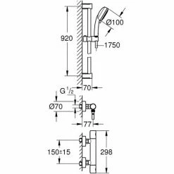 Grohe Grohtherm 800 Cosmopolitan Thermostat-Brauseset, DN 15, Mit Tempesta C Brausegarnitur II, 900 Mm, Chrom - 34769000 -GROHE Geschäft 42416757 2