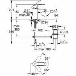 Grohe Eurostyle Cosmopolitan Einhand-Waschtischbatterie 1/2" S-Size Chrom EcoJoy -GROHE Geschäft 44151095 3