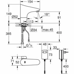 Grohe Europlus E Infrarot-Elektronik Für Waschtisch 1/2" Mit Mischung Und Temperaturbegrenzer Chrom 36015001 -GROHE Geschäft 44161727 4