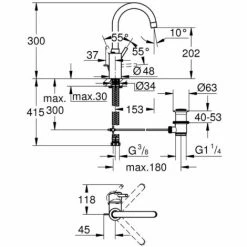 Grohe Concetto Einhand-Waschtischbatterie 1/2" L-Size Chrom 32629002 -GROHE Geschäft 44172001 3
