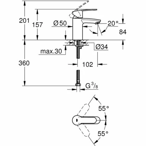 Grohe Eurostyle Cosmopolitan Einhand-Waschtischbatterie 1/2" S-Size chrom 3246820E Grohe Eurostyle Cosmopolitan Einhand-Waschtischbatterie 1/2" S-Size Chrom 3246820E -GROHE Geschäft 44173427 3
