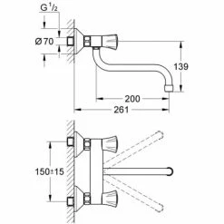 Grohe Costa Schwenk-Batterie 1/2" Chrom 31187001 -GROHE Geschäft 44174350 3