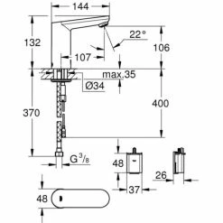 Grohe Eurosmart CE Infrarot-Elektronik Mischung Waschtisch 1/2" Chrom 36330001 -GROHE Geschäft 44175023 3