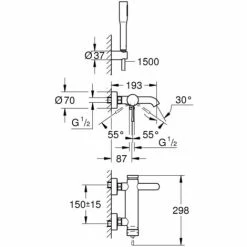 Grohe Essence Einhand-Wannenbatterie 1/2" Chrom 25249001 -GROHE Geschäft 44175299 3