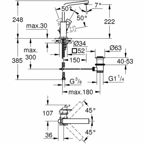 Grohe Eurocube Einhand-Waschtischbatterie 1/2" L-Size chrom 2313500E Grohe Eurocube Einhand-Waschtischbatterie 1/2" L-Size Chrom 2313500E -GROHE Geschäft 44175721 4