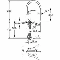 Grohe Spültischarmatur Start Mit Geräteanschluss | 30262001 | Einhandmischer Mit Keramikkartusche | Schwenkbarer Auslauf | Geräteabsperrventil | StarLight Oberfläche | Messing Verchromt |12BA3599 -GROHE Geschäft 46752874 5
