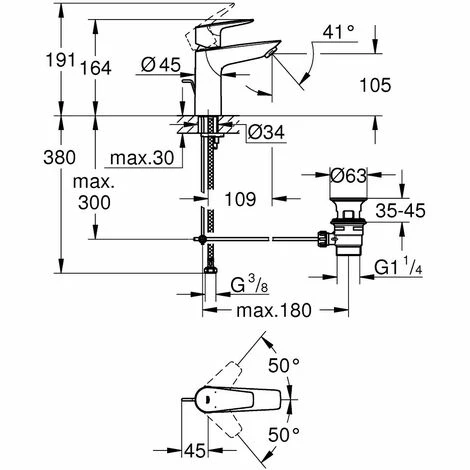 Grohe Einhand-Waschtischbatterie BauEdge Neu, mit Ablaufgarnitur, LowFlow, M-Size Grohe Einhand-Waschtischbatterie BauEdge Neu, Mit Ablaufgarnitur, LowFlow, M-Size -GROHE Geschäft 55341864 2