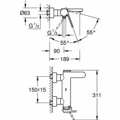 GROHE Einhand-Wannenbatterie PLUS DN 15 Hard Graphite Gebürstet 33553AL3 -GROHE Geschäft 55789349 3