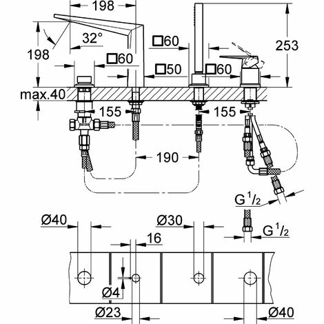 Grohe 4-Loch-Einhand-Wannenkombination BRILLIANT ALLURE chrom 19787001 Grohe 4-Loch-Einhand-Wannenkombination BRILLIANT ALLURE Chrom 19787001 -GROHE Geschäft 55805744 3