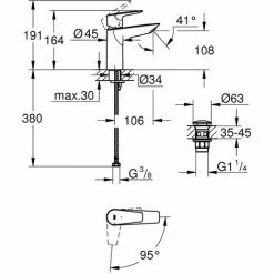 Grohe Einhand-Waschtisch-Batterie BauEdge Neu, Mit Push-Open-Ablaufgarnitur, M-Size -GROHE Geschäft 56534050 2