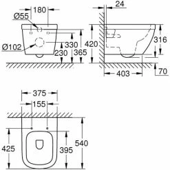 Grohe Euro Keramik Wand-Tiefspül-WC -GROHE Geschäft 56536508 3