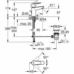 Grohe Einhand-Waschtisch-Batterie BauEdge Neu, Mit Ablaufgarnitur, LowFlow S-Size -GROHE Geschäft 56537428 2