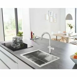 Grohe Blue Home DUO Starter Kit Mit Einhand Spültischbatterie Mit C-Auslauf Supersteel
