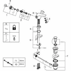 Grohe Costa Waschtisch-Einlochbatterie, Zugstangen-Ablaufgarnitur, Chrom -GROHE Geschäft 58605606 3