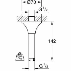 Grohe Rainshower Grandera Deckenauslass, Länge 142 Mm -GROHE Geschäft 58605627 4