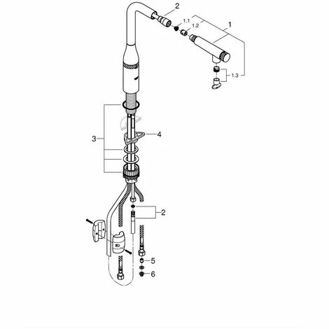 Grohe Essence SmartControl Spültischbatterie, L-Ausauf Auszb. Spülbrause, Chrom 4 Grohe Essence SmartControl Spültischbatterie, L-Ausauf Auszb. Spülbrause, Chrom – Bild 2
