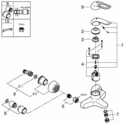 Grohe Euroeco Special Einhand-Waschtischbatterie, Wandmontage, Chrom -GROHE Geschäft 58605931 3