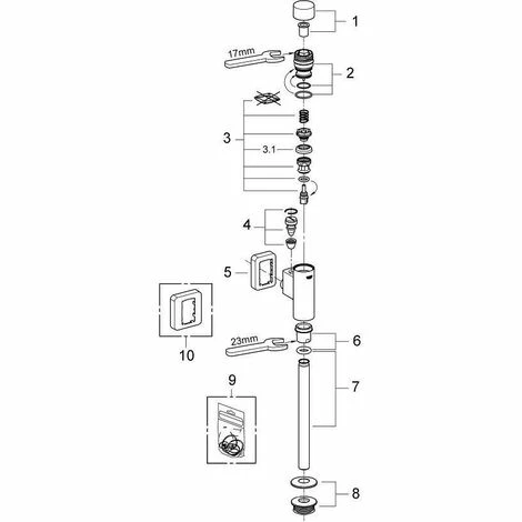 Grohe Rondo Druckspüler für Urinal, chrom Grohe Rondo Druckspüler Für Urinal, Chrom -GROHE Geschäft 58605934 2