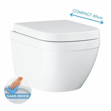 Grohe Euro-Keramik-Kompakt-Wand-WC, spülrandlos mit Fallbremsdeckel (Eurocompact) Grohe Euro-Keramik-Kompakt-Wand-WC, Spülrandlos Mit Fallbremsdeckel (Eurocompact) -GROHE Geschäft 59177333 1