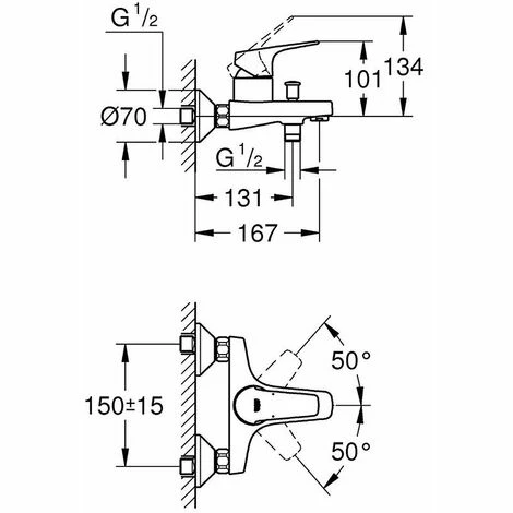 Badarmatur Mono-Hebelmischer Badewanne Dusche Grohe Start Flow M4 Badarmatur Mono-Hebelmischer Badewanne Dusche Grohe Start Flow M4 -GROHE Geschäft 65032798 2