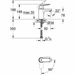 Grohe Eurosmart Cosmopolitan Einhand-Waschtischbatterie, Chrom 1/2″ S-Size (2337600E) -GROHE Geschäft 65847461 2