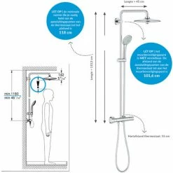 GROHE Euphoria System | Brause- & Duschsystem | Horizontal Schwenkbarer Brausearm | ‎Mit Thermostat-Duscharmatur | Chrom | 27615001 -GROHE Geschäft 66333092 4