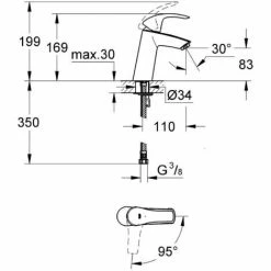 Grohe Eurosmart Einhand-Waschtischbatterie, 1/2″ M-Size (2339510E) -GROHE Geschäft 67404397 2
