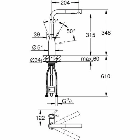 Grohe Essence Spültischarmatur, Ausziehbare Spülbrause Hard Graphite Geb. 4 Grohe Essence Spültischarmatur, Ausziehbare Spülbrause Hard Graphite Geb. – Bild 2