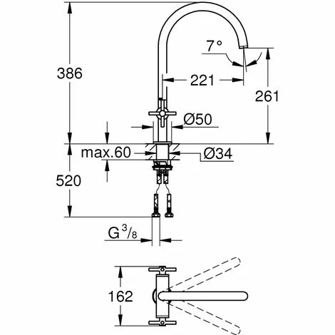 Grohe Atrio 2-Griff-Spültischarmatur, C-Auslauf Hard Graphite Gebürstet 4 Grohe Atrio 2-Griff-Spültischarmatur, C-Auslauf Hard Graphite Gebürstet – Bild 2