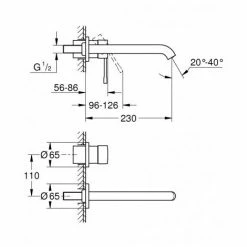 Grohe Essence Mischer-Set Einhebelmischer 2-Loch-Waschbecken Größe L Hartes Gebürstetes Graphit + Unterputzkörper (19967AL1-SET) -GROHE Geschäft 68146874 4