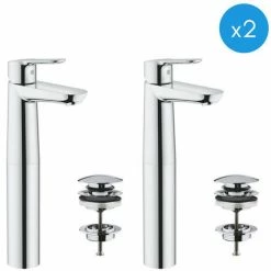 Grohe StartEdge 2er-Set Einhebelmischer Größe XL + Grohe Klick-Klack-Abläufe (23777000-DUO)
