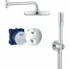 Grohe Grohtherm Unterputz Brausegarnitur Mit Thermostat, Kopfbrause 210 Mm + Handbrause Mit Wandhalterung, Chrom -GROHE Geschäft 68146926 1