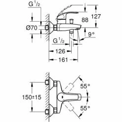 Grohe Pack Eurosmart Einhand-Wannen-/Brausebatterie + Tempesta 100 Komplettes 2-Strahl-Duschset (32158002-TEMPESTA) -GROHE Geschäft 68146930 4