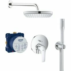 Grohe Eurosmart All-in-1 Brauseset Mit 25 Cm Kopfbrause + 1-Strahl-Handbrause, Chrom (25219001-VITALIOSTICK)