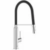 Grohe Concetto Semiprofessionelle Küchenarmatur Mit Schwarzem Hygieneschlauch Und 2-Strahl-Brause, Chrom (G-31491000)