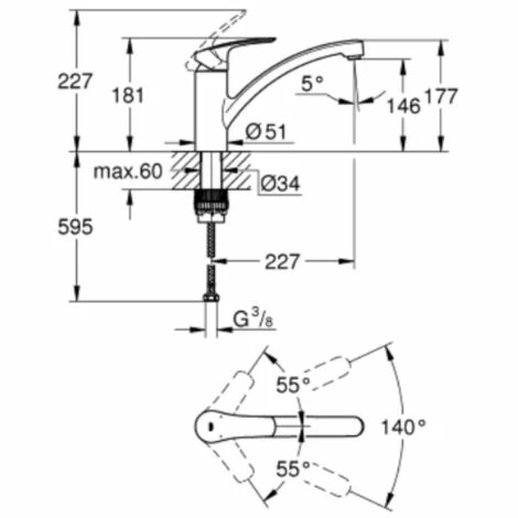 Grohe Eurosmart Spültisch-Einhandbatterie, Chrom (33281003) Grohe Eurosmart Spültisch-Einhandbatterie, Chrom (33281003) -GROHE Geschäft 68147308 5