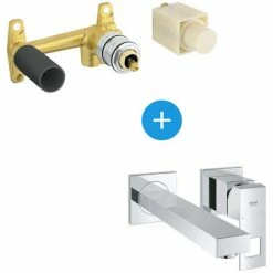 Grohe Eurocube Set Einhebelmischer 2-Loch-Einbau-Waschbecken Chrom Größe M + Unterputzkörper (23447000-SET)