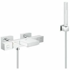 Grohe Wannen-/Duschset Grohtherm Cube Thermostat + Euphoria 1-strahlige Handbrause Mit Wandhalterung (34497000-CUBESTICK)