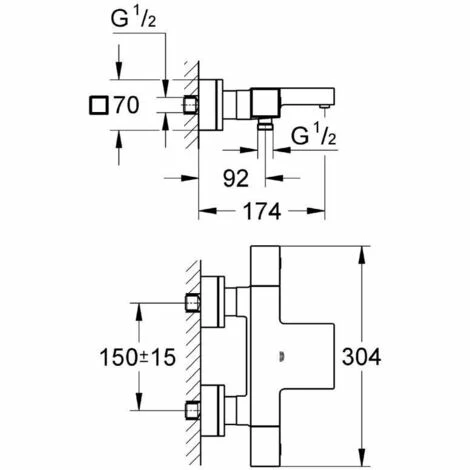 Grohe Wannen-/Duschset Grohtherm Cube Thermostat + Euphoria 1-strahlige Handbrause mit Wandhalterung (34497000-CUBESTICK) Grohe Wannen-/Duschset Grohtherm Cube Thermostat + Euphoria 1-strahlige Handbrause Mit Wandhalterung (34497000-CUBESTICK) -GROHE Geschäft 68579868 4