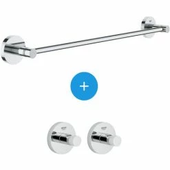 Grohe Essentials Set Aus 2 Wandhaken Mit Unsichtbarer Befestigung + Handtuchhalter Aus Metall (40364001 + 40688001)