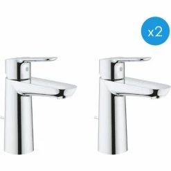 Grohe 2er-Set Waschbeckenmischer Gr. M Mit Zuglaschen Und Ablaufgarnitur, DN 15 (M2-DUO Mischer)