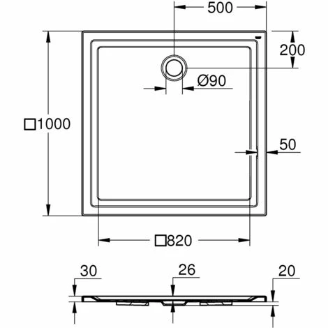 Grohe Acryl Duschwanne 1000 X 1000 (39300000) Grohe Acryl Duschwanne 1000 X 1000 (39300000) -GROHE Geschäft 68917694 3